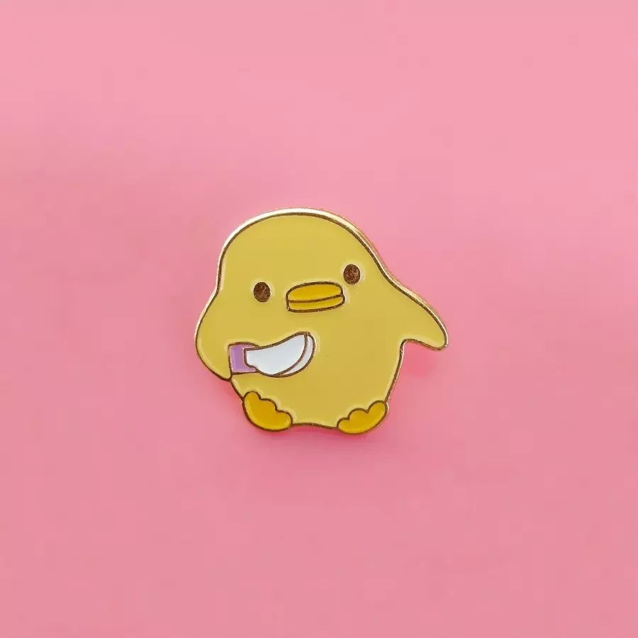 Yellow Duck Pin with Knife
