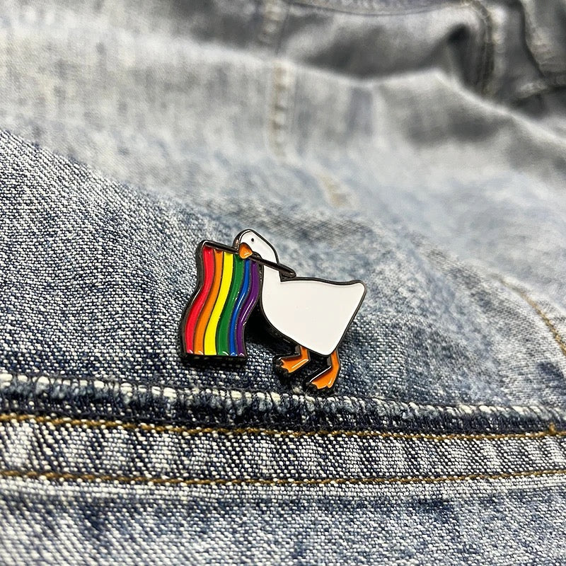 LGBT Flag White Duck Pin