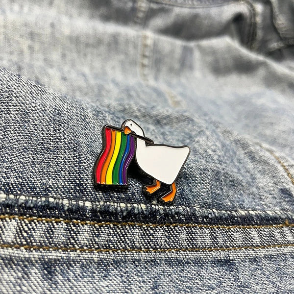 LGBT Flag White Duck Pin