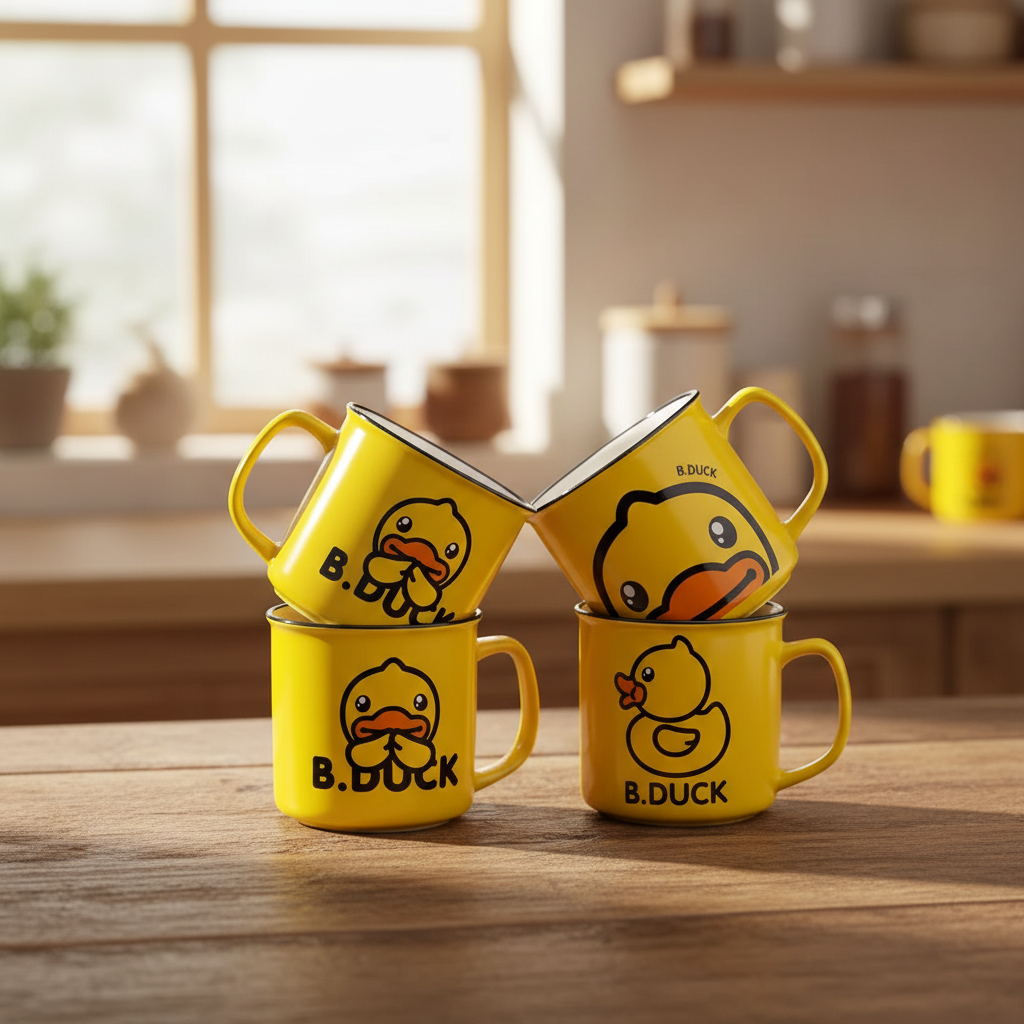 Sleeping yellow duck mug