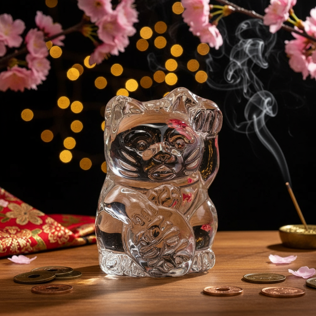 White Lucky Cat Statuette