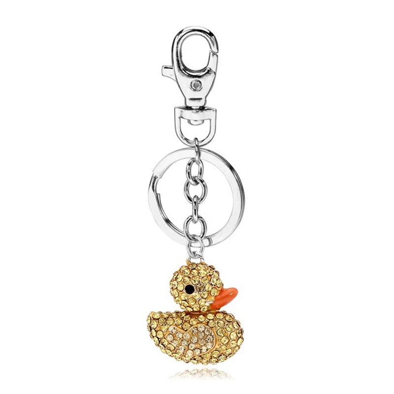 Rhinestone Duck Key Ring