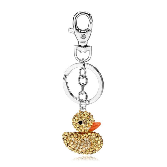 Rhinestone Duck Key Ring