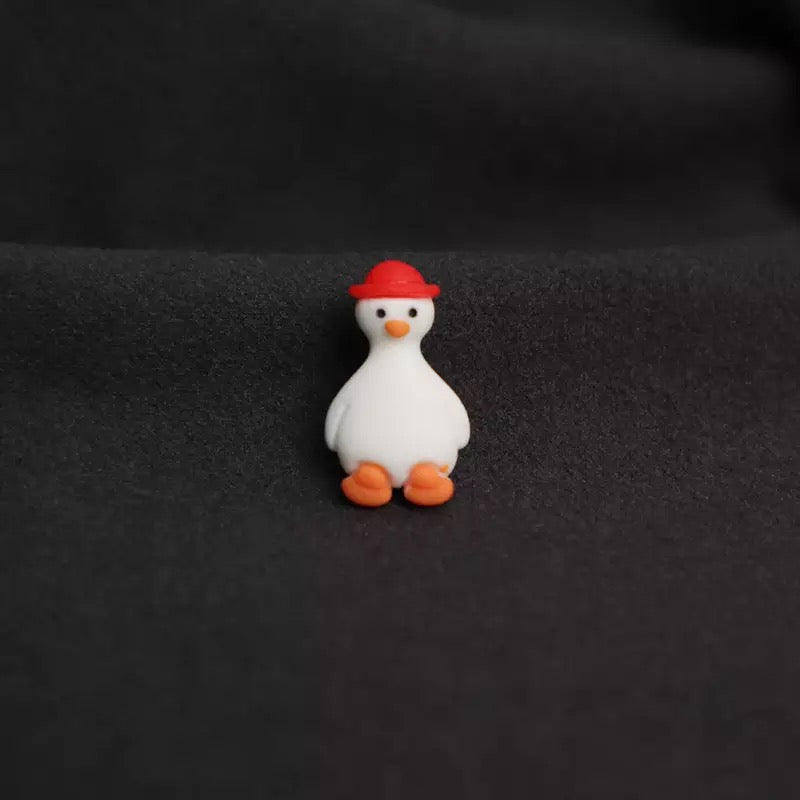 White Duck Red Hat Pin