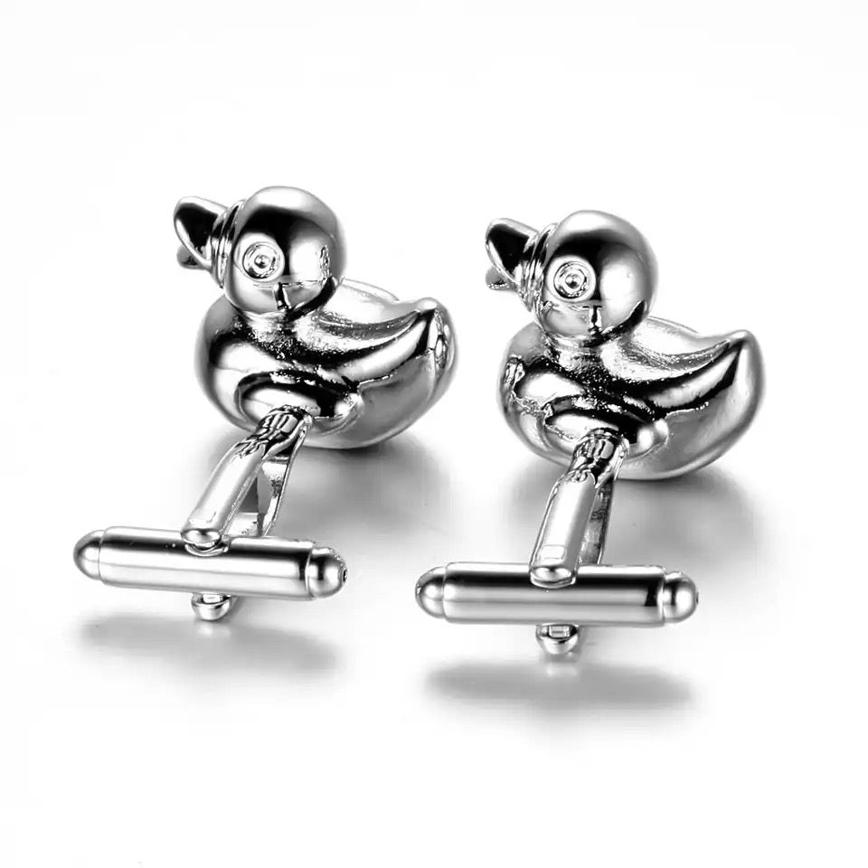 Silver Bath Duck Cufflinks