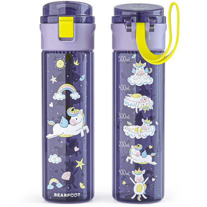 Kids' water bottle, 500ml, lightweight water bottle - Unicorn