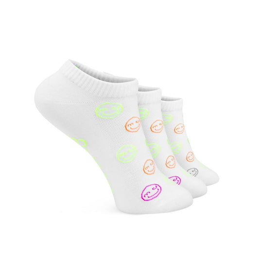 Sneaker smileys white (3-pack)