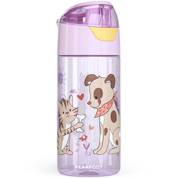 Children's Water Bottle Lightweight Water Bottle - Dog & Cat Pink