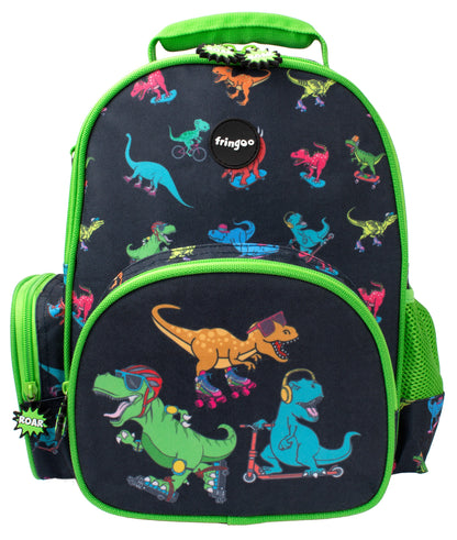 Kids School Backpack - Skater Dinosaurs