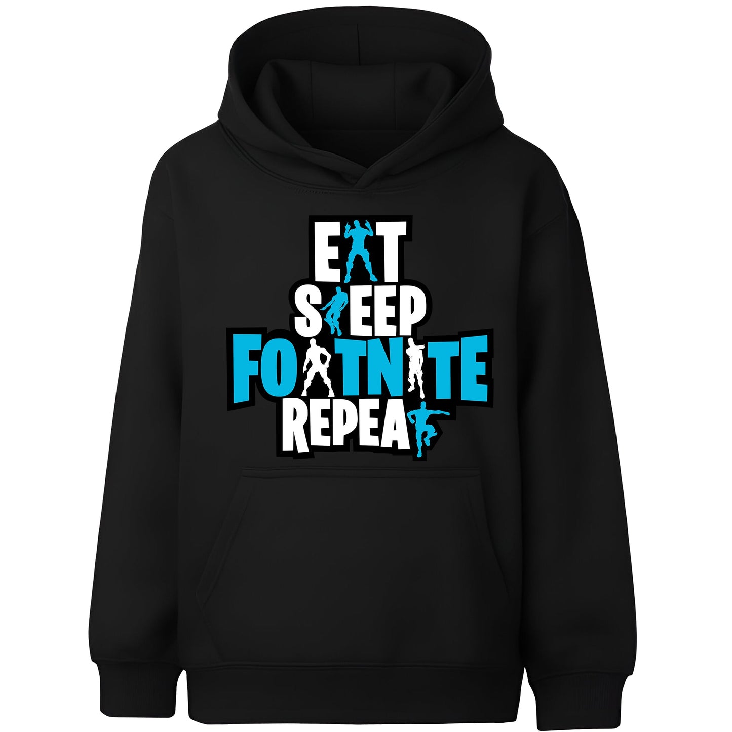 Fringoo gamer Sweat à capuche noir garçon Cotton Rich Soft Hooded Sweatshirt- Eat Fortnite noir