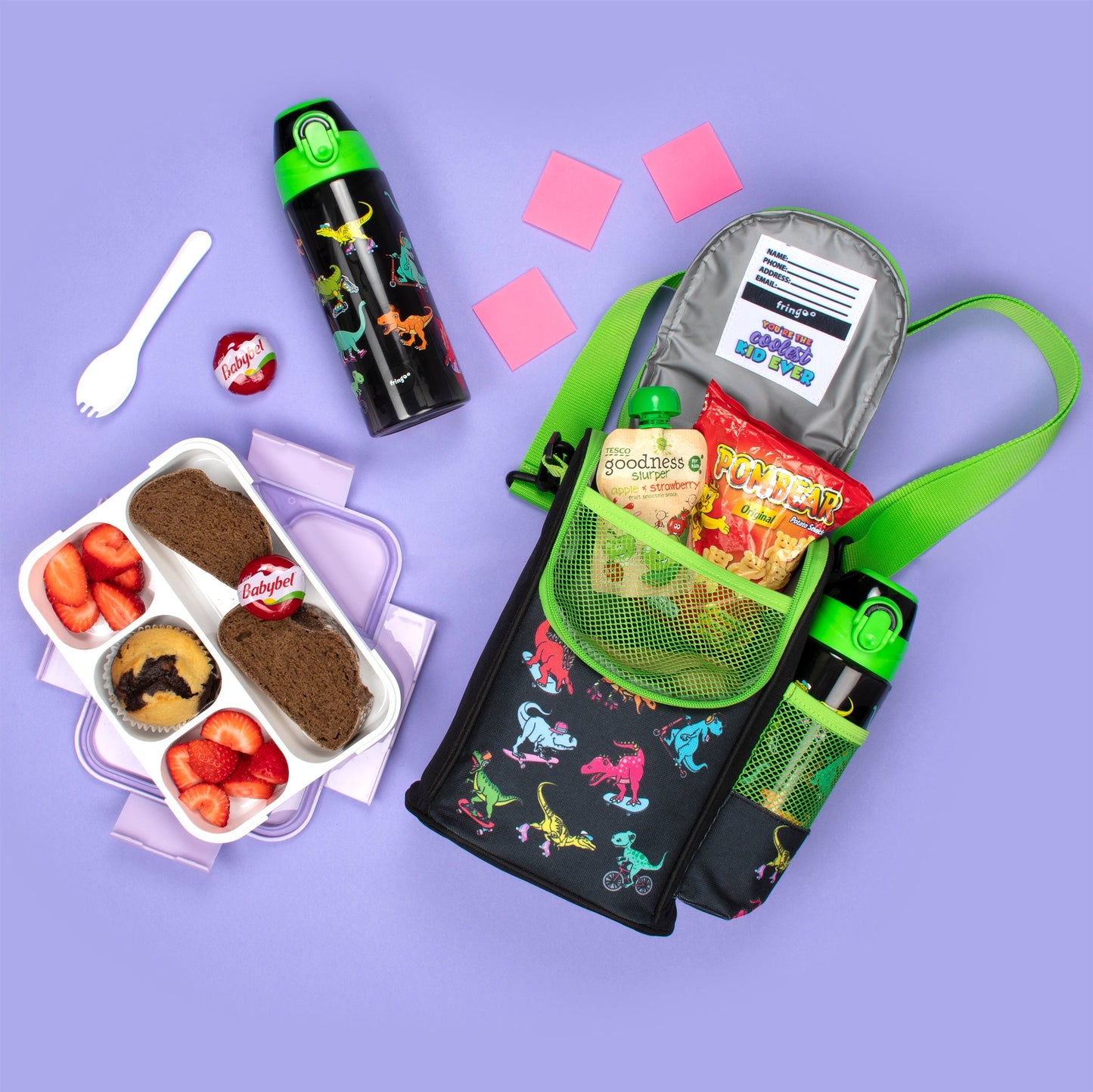 Strap Lunch Bags - Dinosaur Skaters
