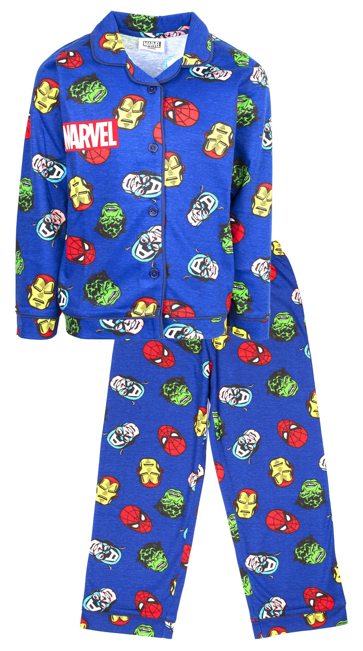 MARVEL Kids Pyjamas - Blue with Buttons