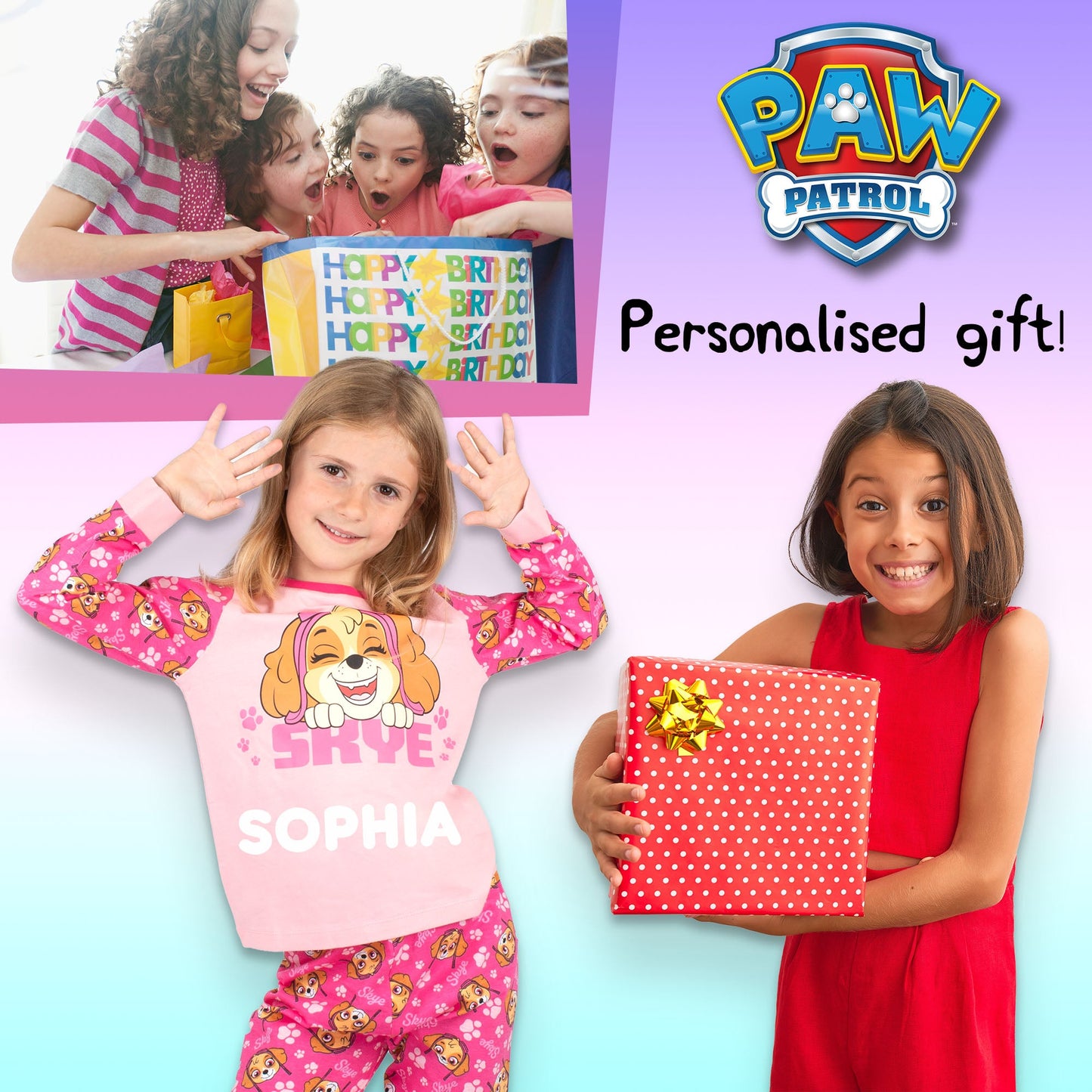 Personalised Paw Patrol Skye Pyjamas for Girls | Fringoo