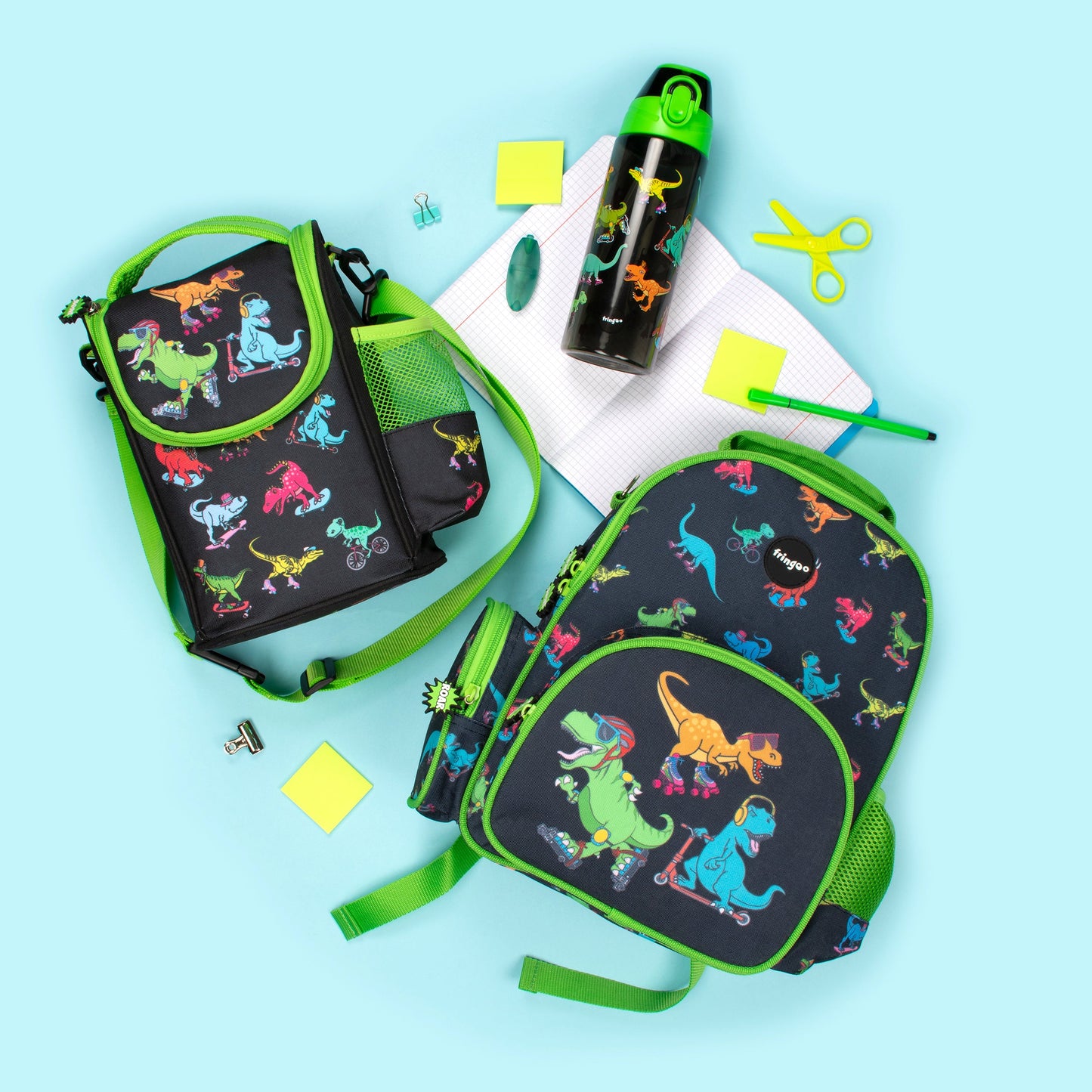 Strap Lunch Bags - Dinosaur Skaters