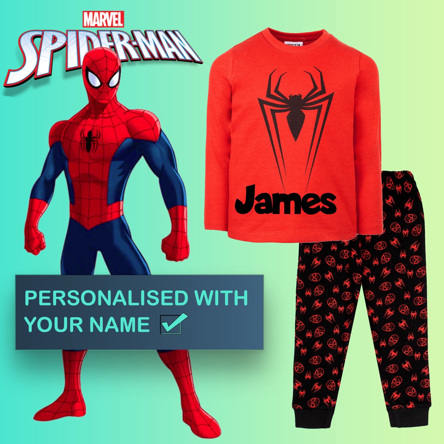 Personalized Spider-Man Pajama Set - Red