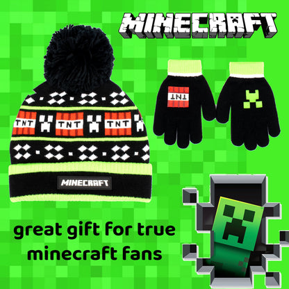 Minecraft Hat & Gloves Set – noir TNT