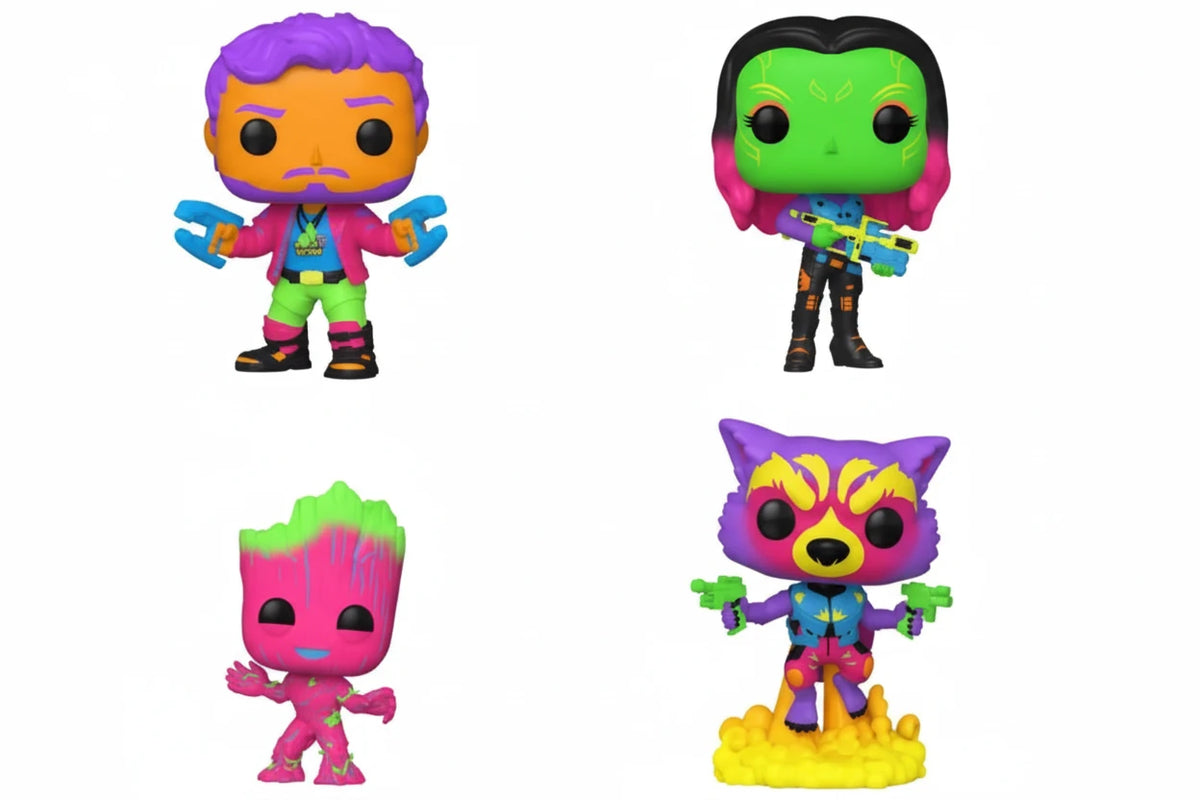 Pop! Guardians of the Galaxy 4-Pack (Black Light)