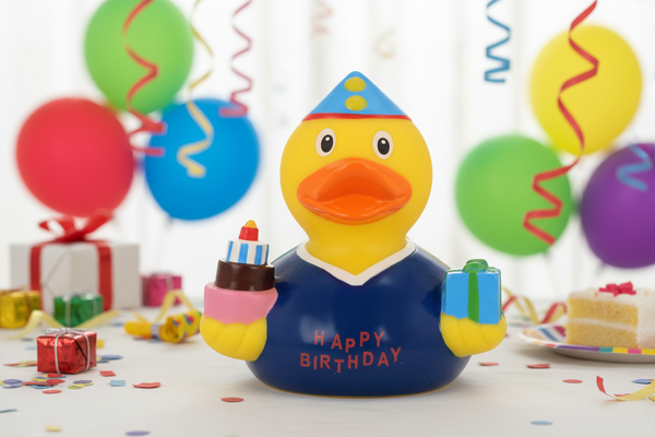 Blue birthday duck