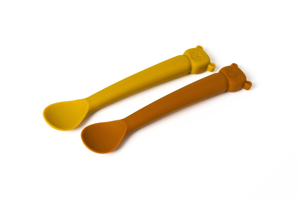 Silicone Kids' Spoon Set Lili the Bear Cinnamon/Mustard