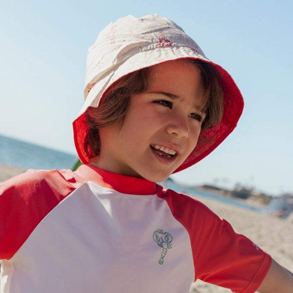 Sun Hat Reversible - Beige/Red - Little Lobster