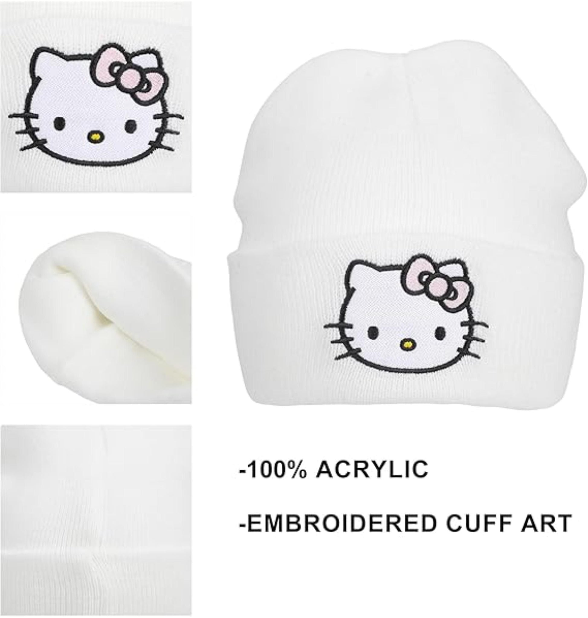 Bonnet blanc Hello Kitty avec logo