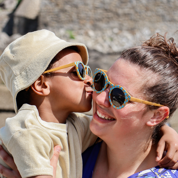 Lunettes de soleil Adulte Hop'Pop – Matchy Vichy Bleu Imparfait