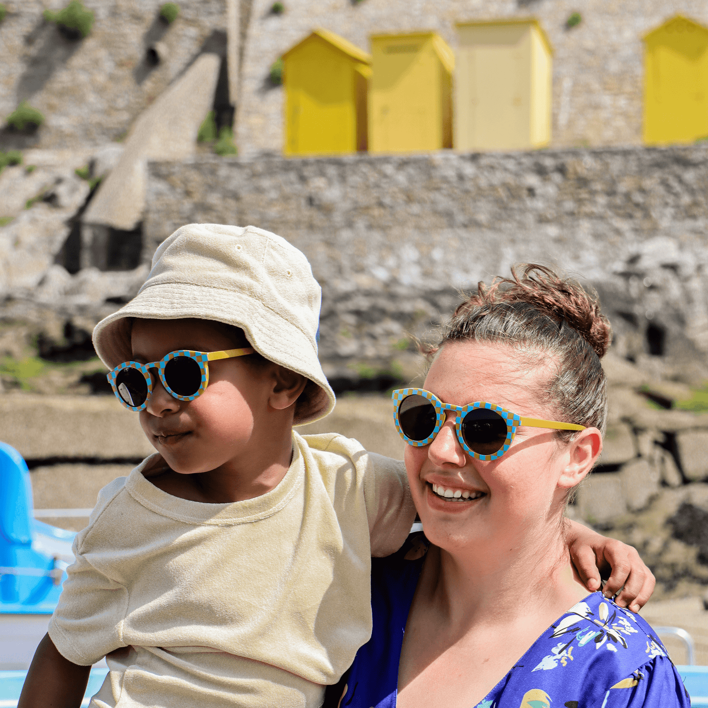 Lunettes de soleil Adulte Hop'Pop – Matchy Vichy Bleu Imparfait