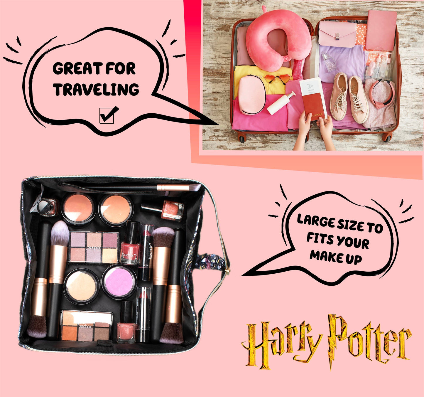 Personalized Harry Potter Make-up Bag - Black