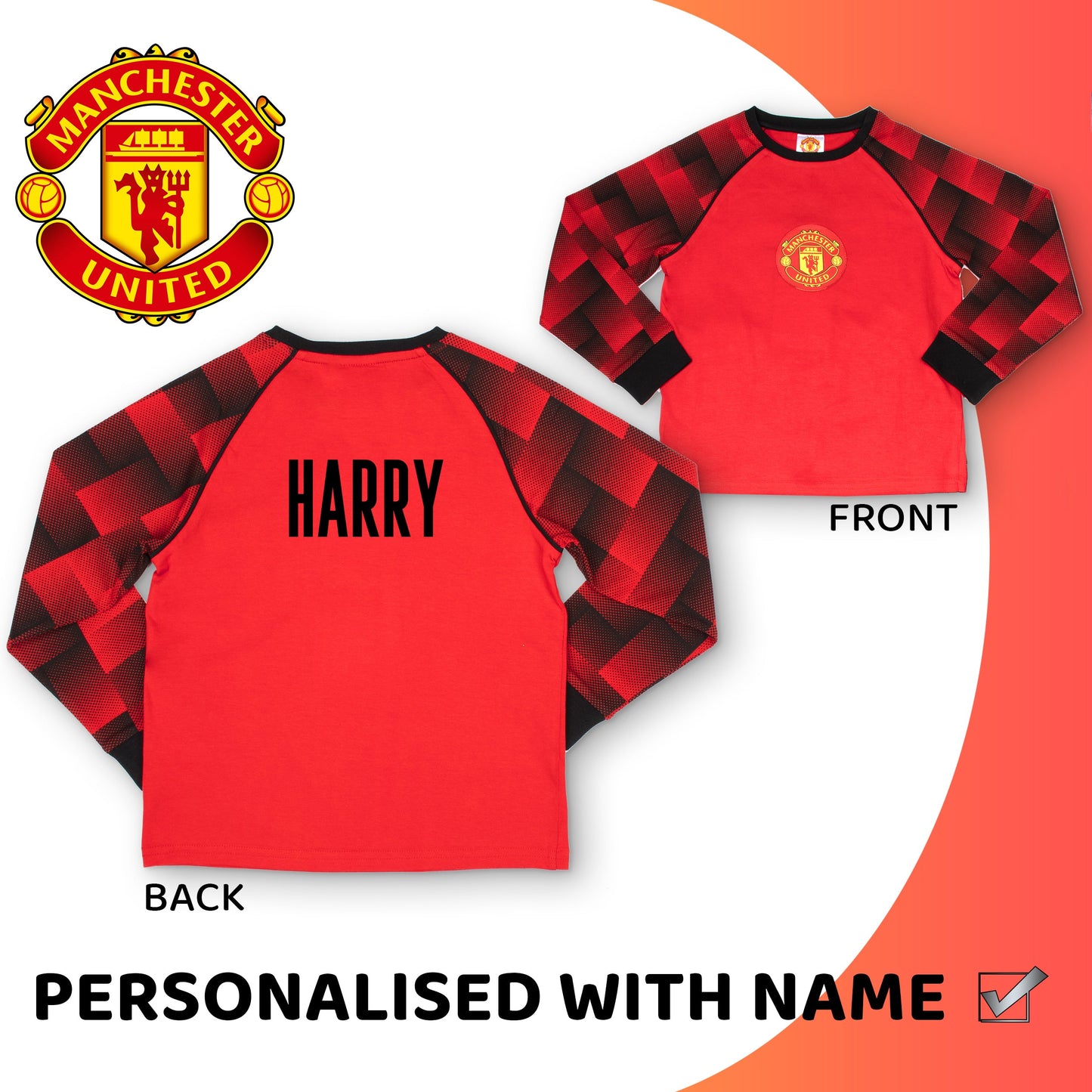 Manchester United F.C. Personalised Pyjamas Red