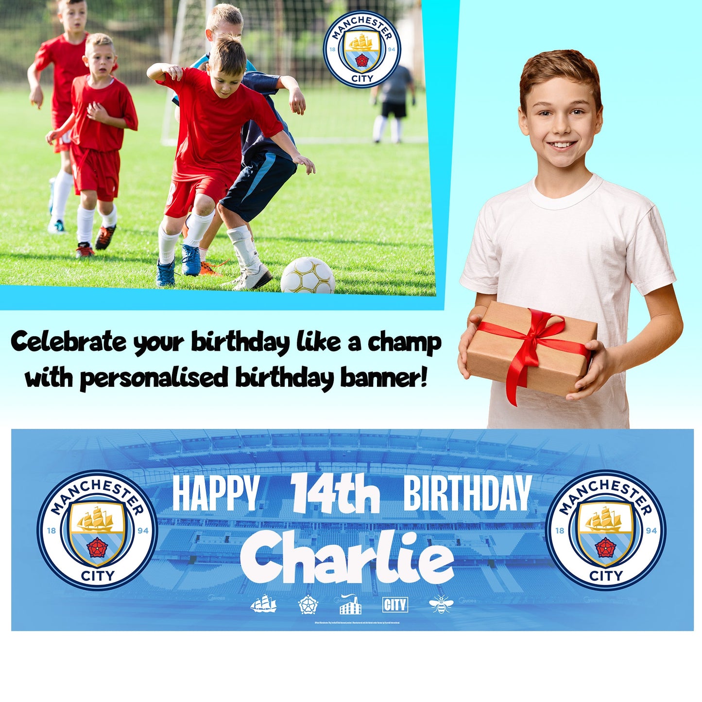 Manchester City Personalized Birthday Banner