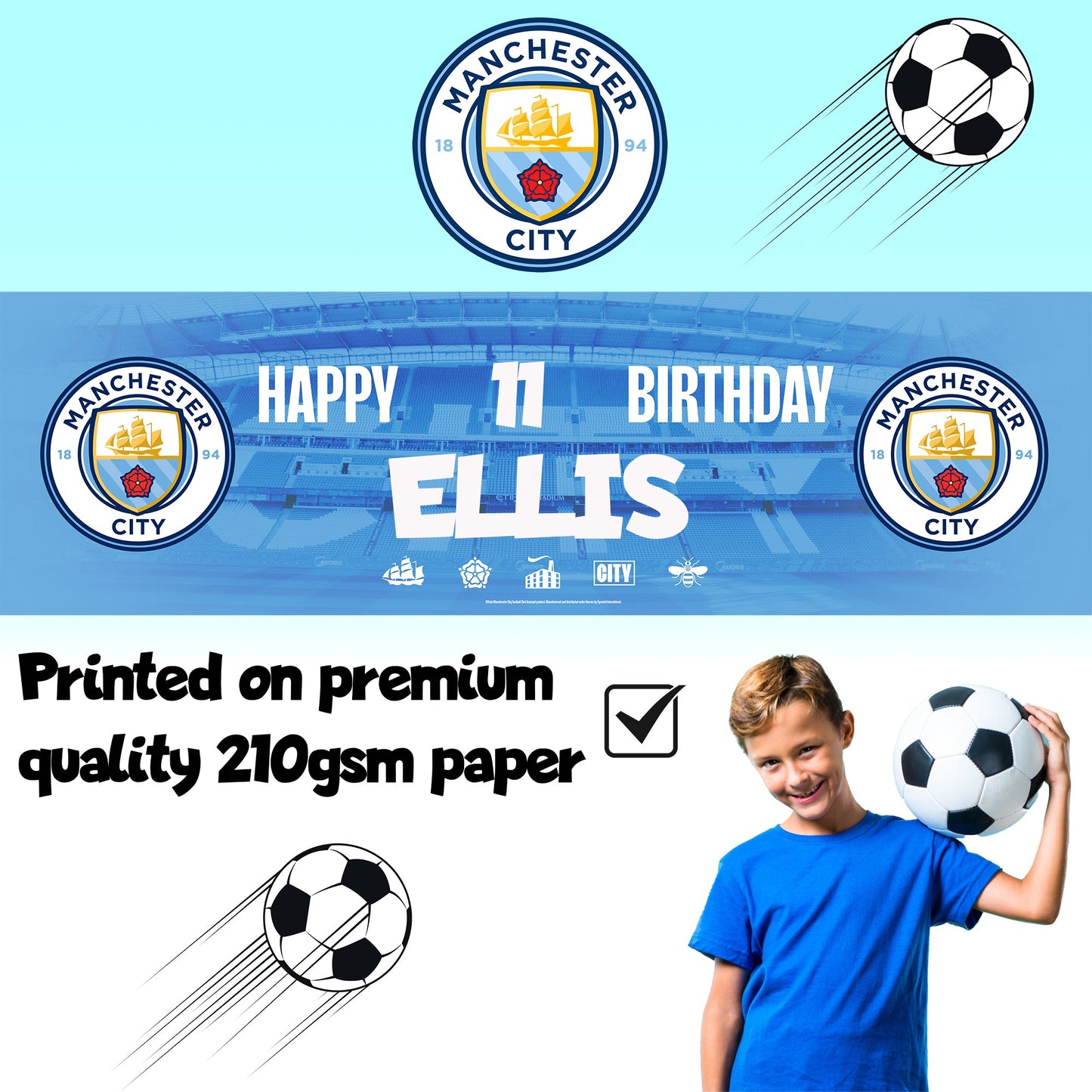 Manchester City Personalized Birthday Banner
