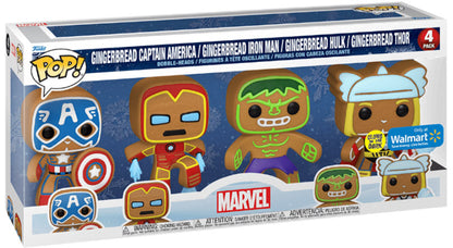 marvel holiday gingerbread 4 pack funko pop gitd special edition