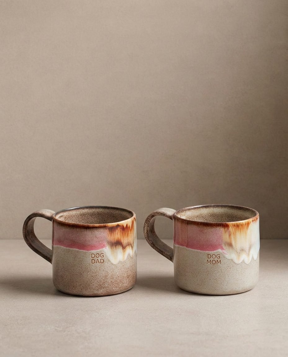 Melting Ice Cream Mug 360 ml Chien Maman & Papa Ensemble 2 Pièces