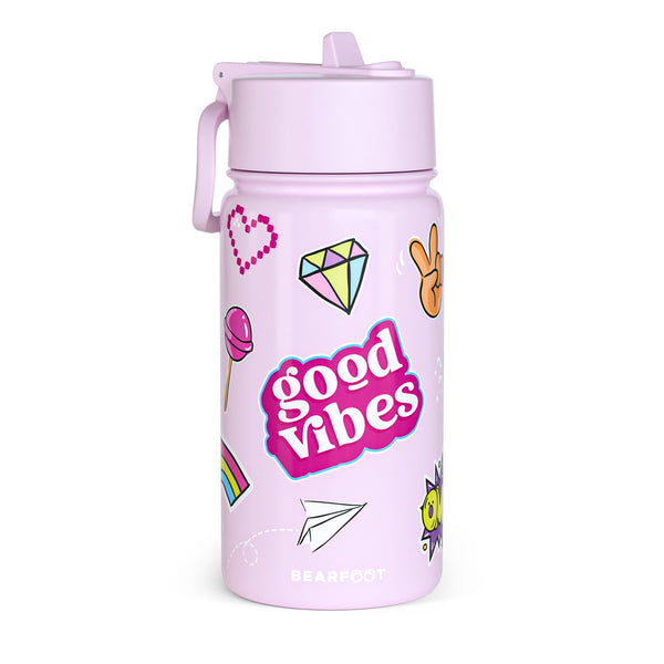 Thermo Kids' Stainless Steel Water Bottle - Purple Sticker