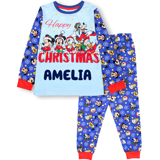 Disney Christmas Personalised Pyjamas - BLUE