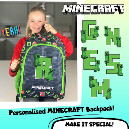Personalized Minecraft Kids Backpack — Official School Bag with Your Child's Initial