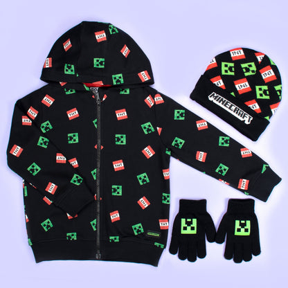 Minecraft Zipped Sweat à capuche – noir