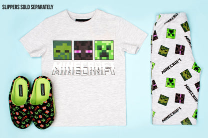 Minecraft Short-Sleeve Pajamas - Grey & Green