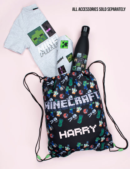 Minecraft Short-Sleeve Pajamas - Grey & Green