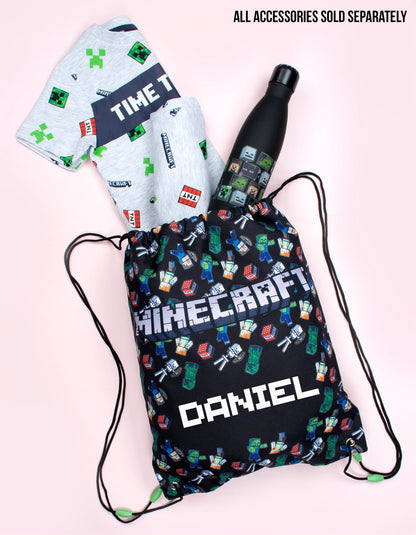 Minecraft Short Sleeve Pyjama Set - 'Time to Mine' Grey
