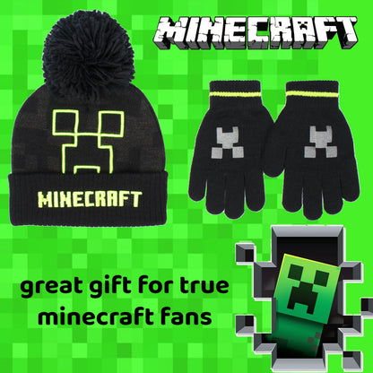 Minecraft Hat & Gloves Set – gris Creeper
