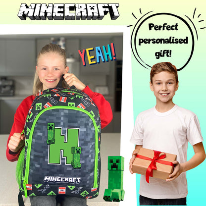 Personalized Minecraft Kids Backpack — Official School Bag with Your Child's Initial