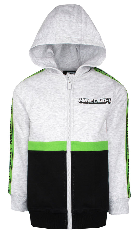 Sweat à capuche Minecraft – Zipped – gris et noir