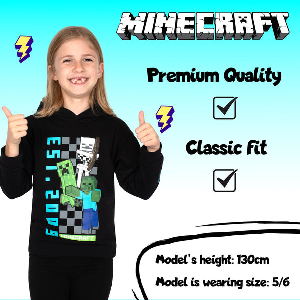 Minecraft Boys' Hoodie with Kangaroo Pocket 100% Cotton