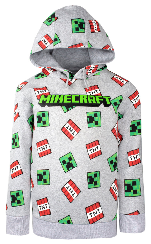 Sweat à capuche Minecraft – Creeper Pattern – gris