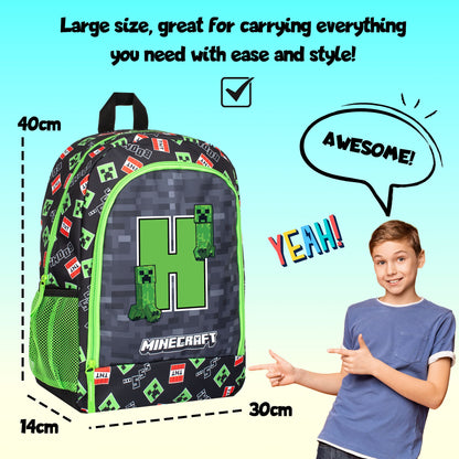 Personalized Minecraft Kids Backpack — Official School Bag with Your Child's Initial