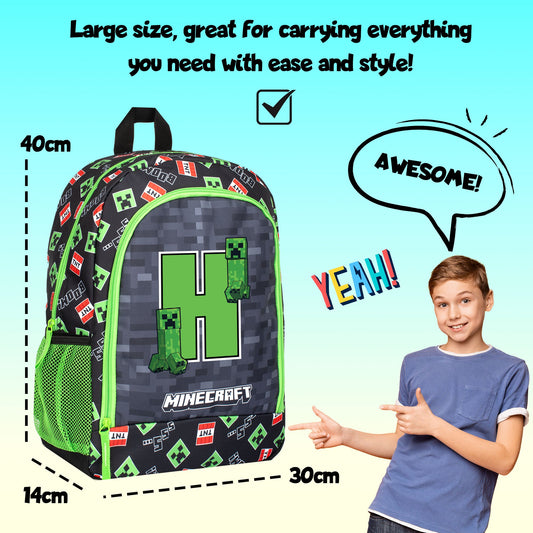 Personalized Minecraft Kids Backpack — Official School Bag with Your Child's Initial