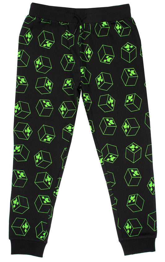 Minecraft Joggers - Black & Green Pattern