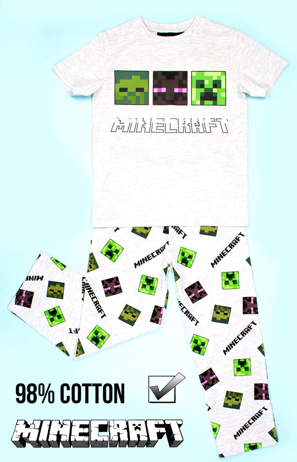 Pyjama Minecraft – Short Sleeve – gris & vert