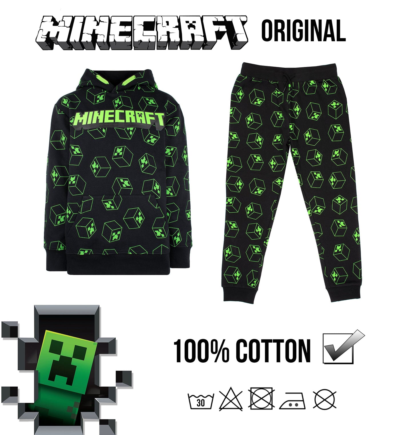 Minecraft Joggers – noir & vert Pattern